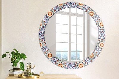 Round decorative wall mirror Oriental colorful composition