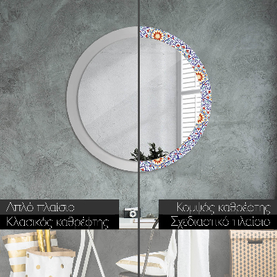 Round decorative wall mirror Oriental colorful composition