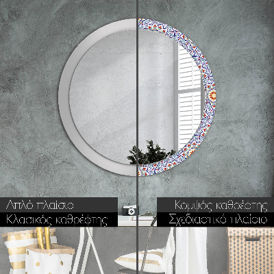 Round decorative wall mirror Oriental colorful composition