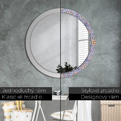 Round decorative wall mirror Oriental colorful composition