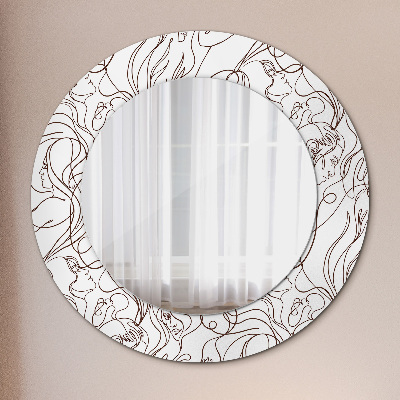 Round mirror print Linear art