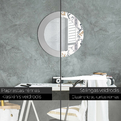 Round mirror decor Retro tiles