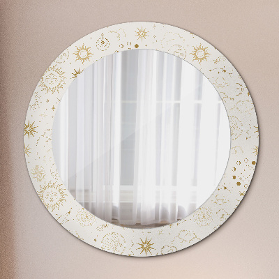 Round mirror printed frame Mystical esoteric pattern