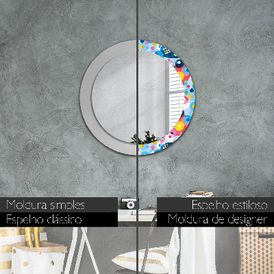 Round decorative wall mirror Colorful ciercles