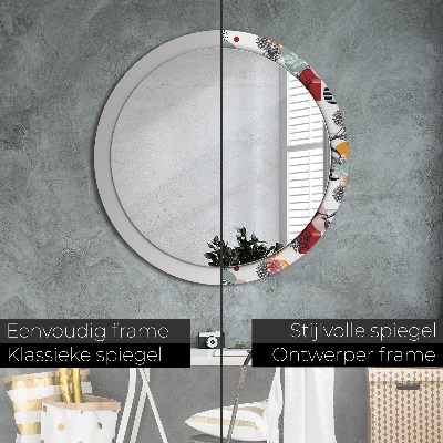 Round decorative wall mirror Abstraction with birds