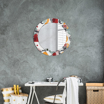 Round decorative wall mirror Abstraction with birds