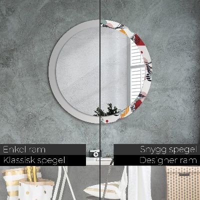 Round decorative wall mirror Abstraction with birds