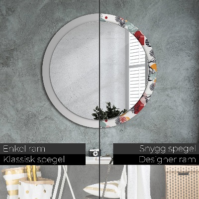 Round decorative wall mirror Abstraction with birds