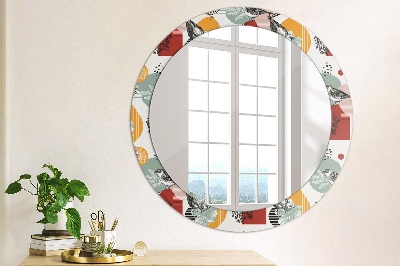 Round decorative wall mirror Abstraction with birds