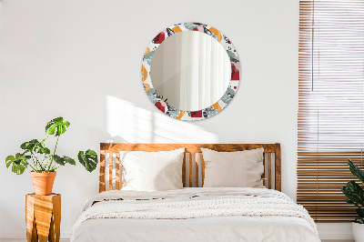 Round decorative wall mirror Abstraction with birds