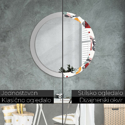 Round decorative wall mirror Abstraction with birds