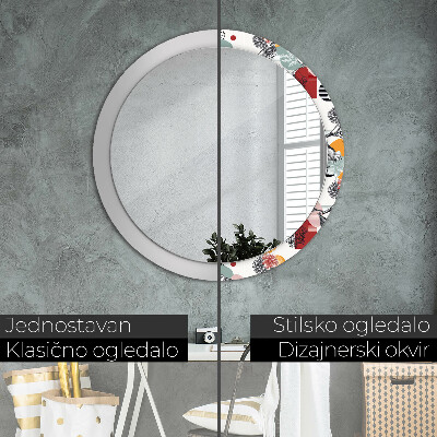 Round decorative wall mirror Abstraction with birds