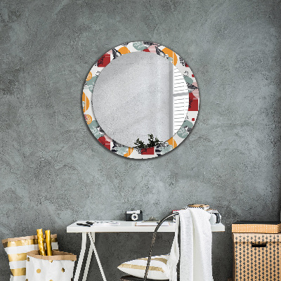 Round decorative wall mirror Abstraction with birds