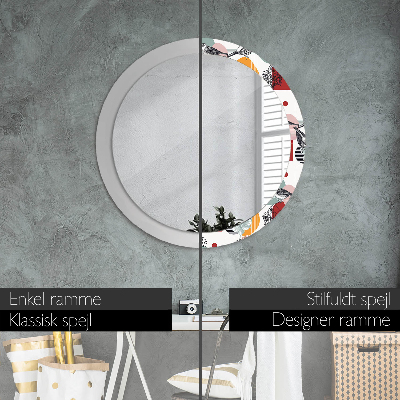 Round decorative wall mirror Abstraction with birds