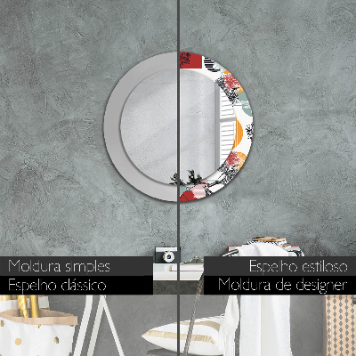 Round decorative wall mirror Abstraction with birds