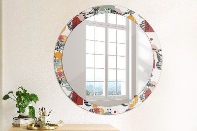 Round decorative wall mirror Abstraction with birds