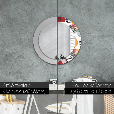 Round decorative wall mirror Abstraction with birds