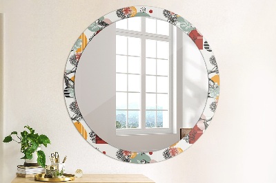 Round decorative wall mirror Abstraction with birds