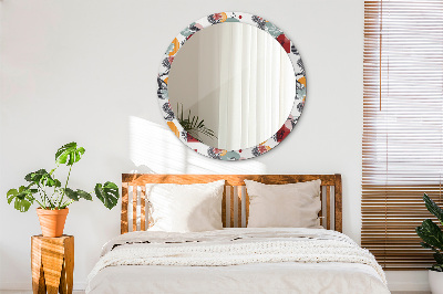 Round decorative wall mirror Abstraction with birds