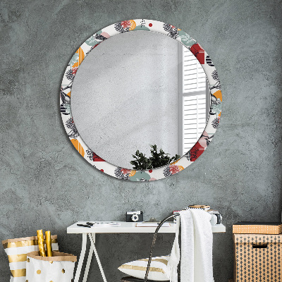 Round decorative wall mirror Abstraction with birds