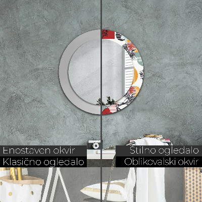 Round decorative wall mirror Abstraction with birds