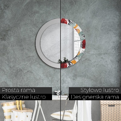 Round decorative wall mirror Abstraction with birds