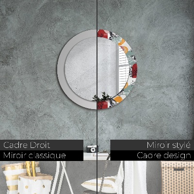 Round decorative wall mirror Abstraction with birds