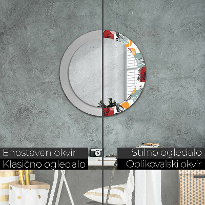 Round decorative wall mirror Abstraction with birds