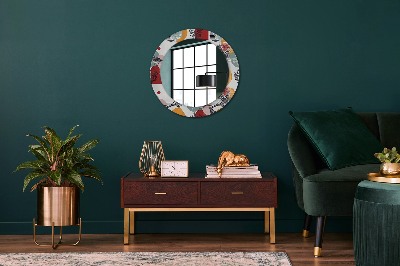 Round decorative wall mirror Abstraction with birds