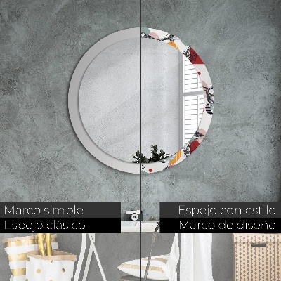 Round decorative wall mirror Abstraction with birds