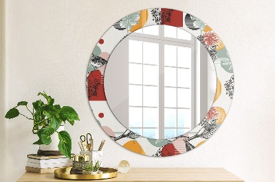 Round decorative wall mirror Abstraction with birds