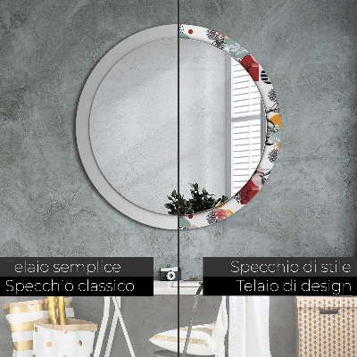 Round decorative wall mirror Abstraction with birds