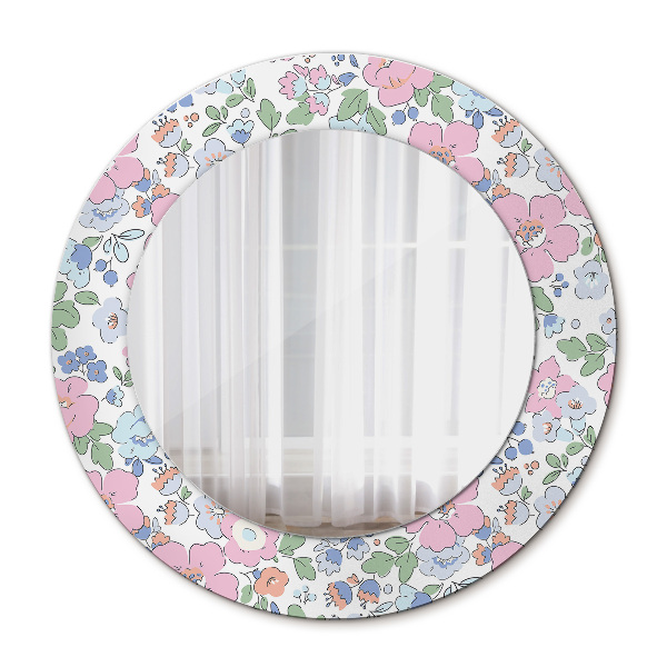 Round decorative wall mirror Gentle flowers