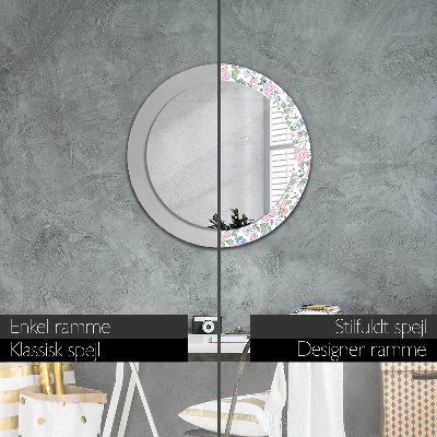 Round decorative wall mirror Gentle flowers