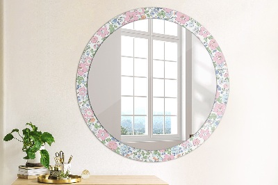 Round decorative wall mirror Gentle flowers