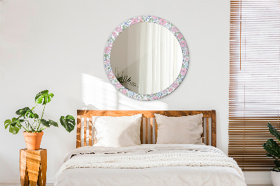 Round decorative wall mirror Gentle flowers