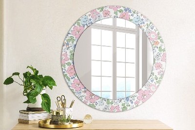 Round decorative wall mirror Gentle flowers