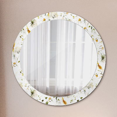 Round decorative wall mirror Field flowers