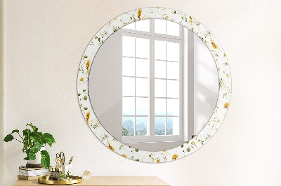 Round decorative wall mirror Field flowers