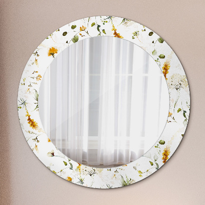 Round decorative wall mirror Field flowers