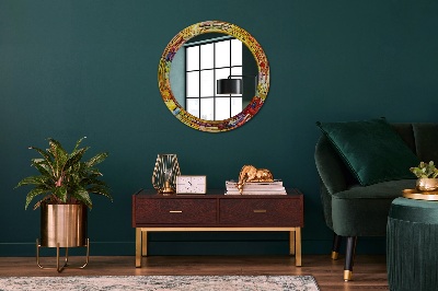 Round decorative wall mirror Colorful stained glass