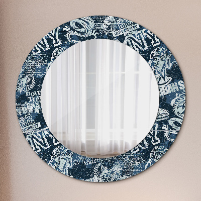 Round decorative wall mirror Ny collage