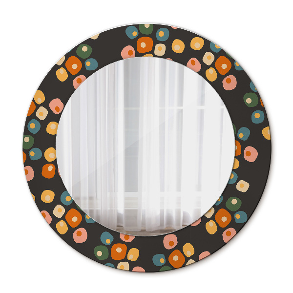 Round decorative wall mirror Flower dots