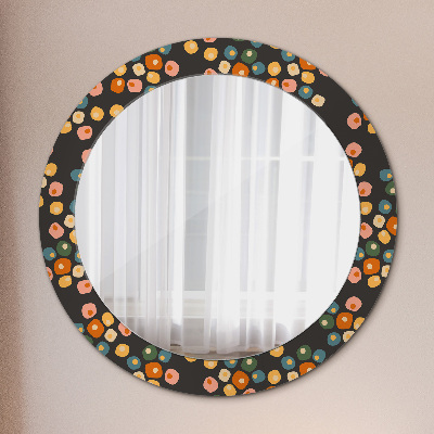 Round decorative wall mirror Flower dots