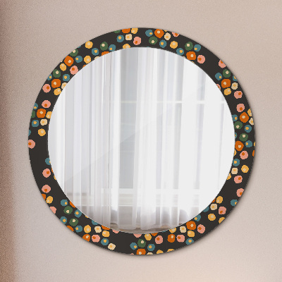 Round decorative wall mirror Flower dots