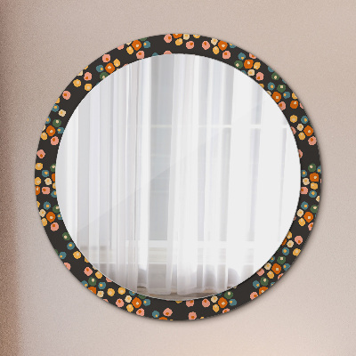 Round decorative wall mirror Flower dots