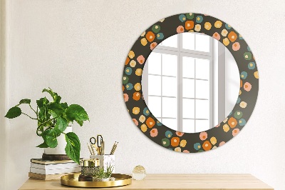 Round decorative wall mirror Flower dots