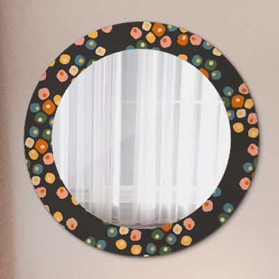 Round decorative wall mirror Flower dots