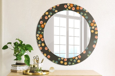 Round decorative wall mirror Flower dots