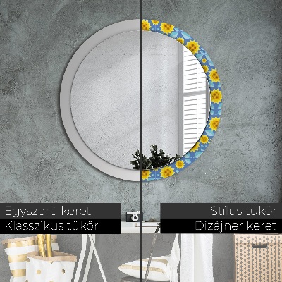 Round mirror decor Geometric sunflowers